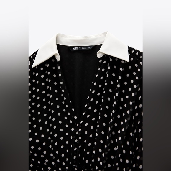 Elegant Black and White Polka Dot Dress - Picture 10 of 11